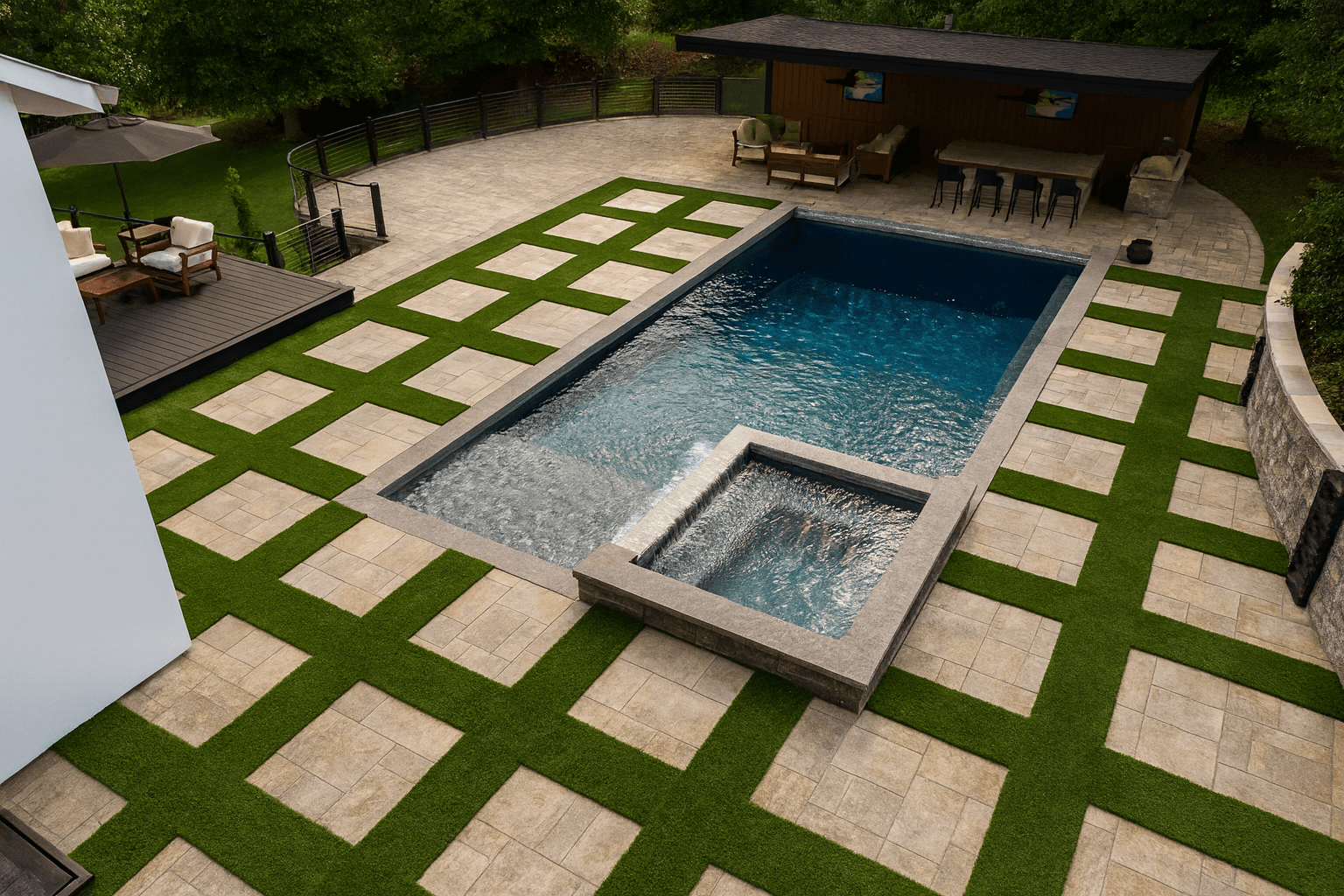 Backyard pool and splash pad area in Metro Atlanta