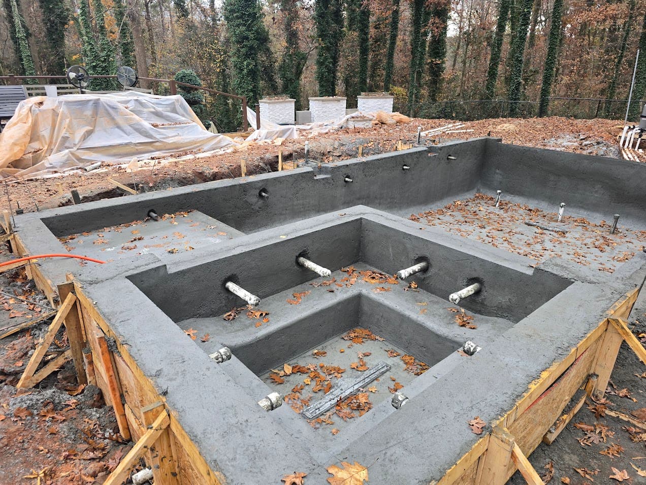 Shotcrete pool shell under construction by White Glove Construction in Atlanta