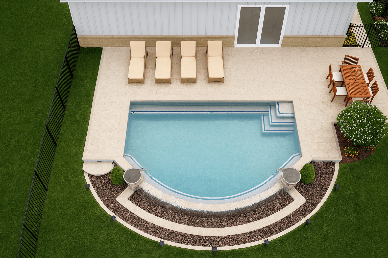 Commercial pool construction aerial view by White Glove Construction