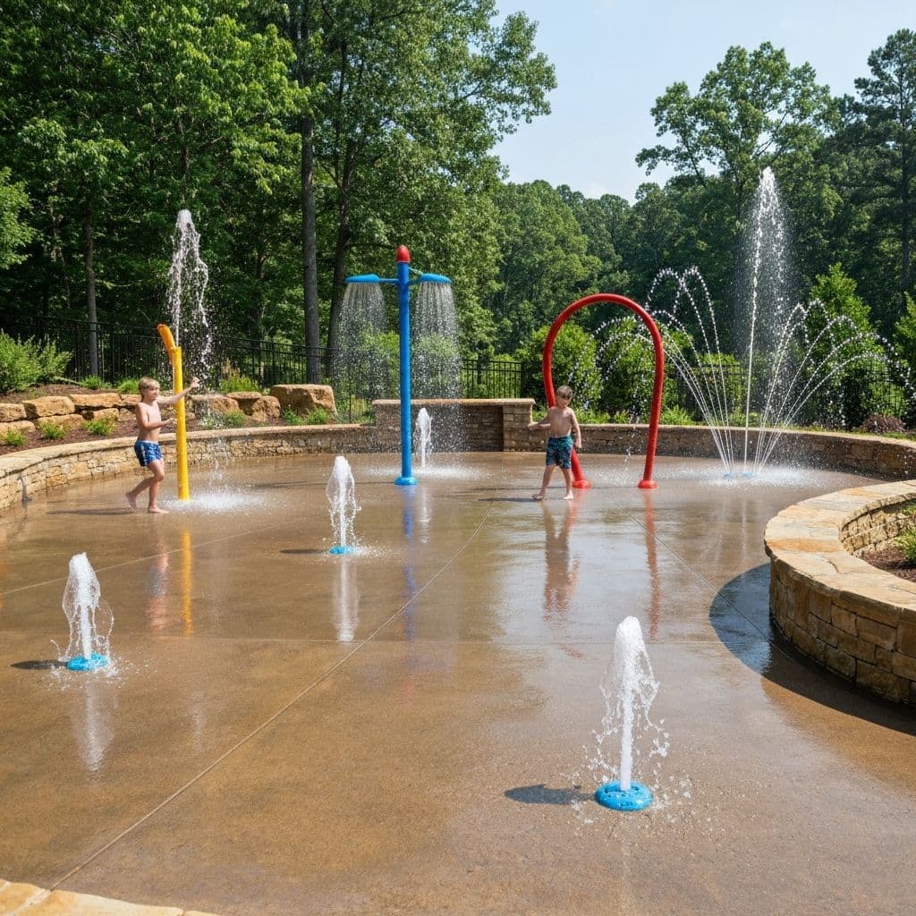 Custom splash pad construction by White Glove Construction in Metro Atlanta