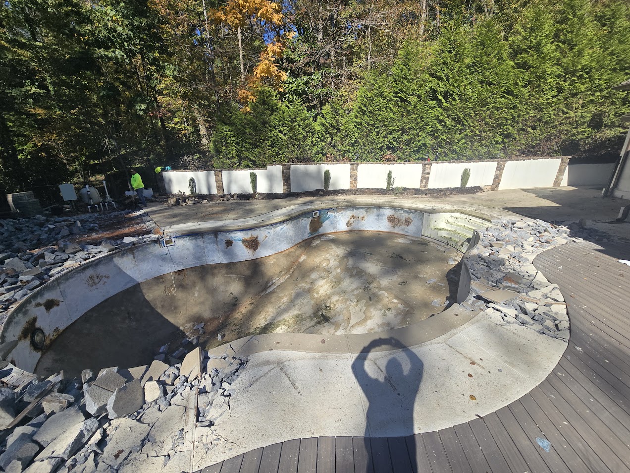 Pool demolition before shotcrete construction in Buckhead