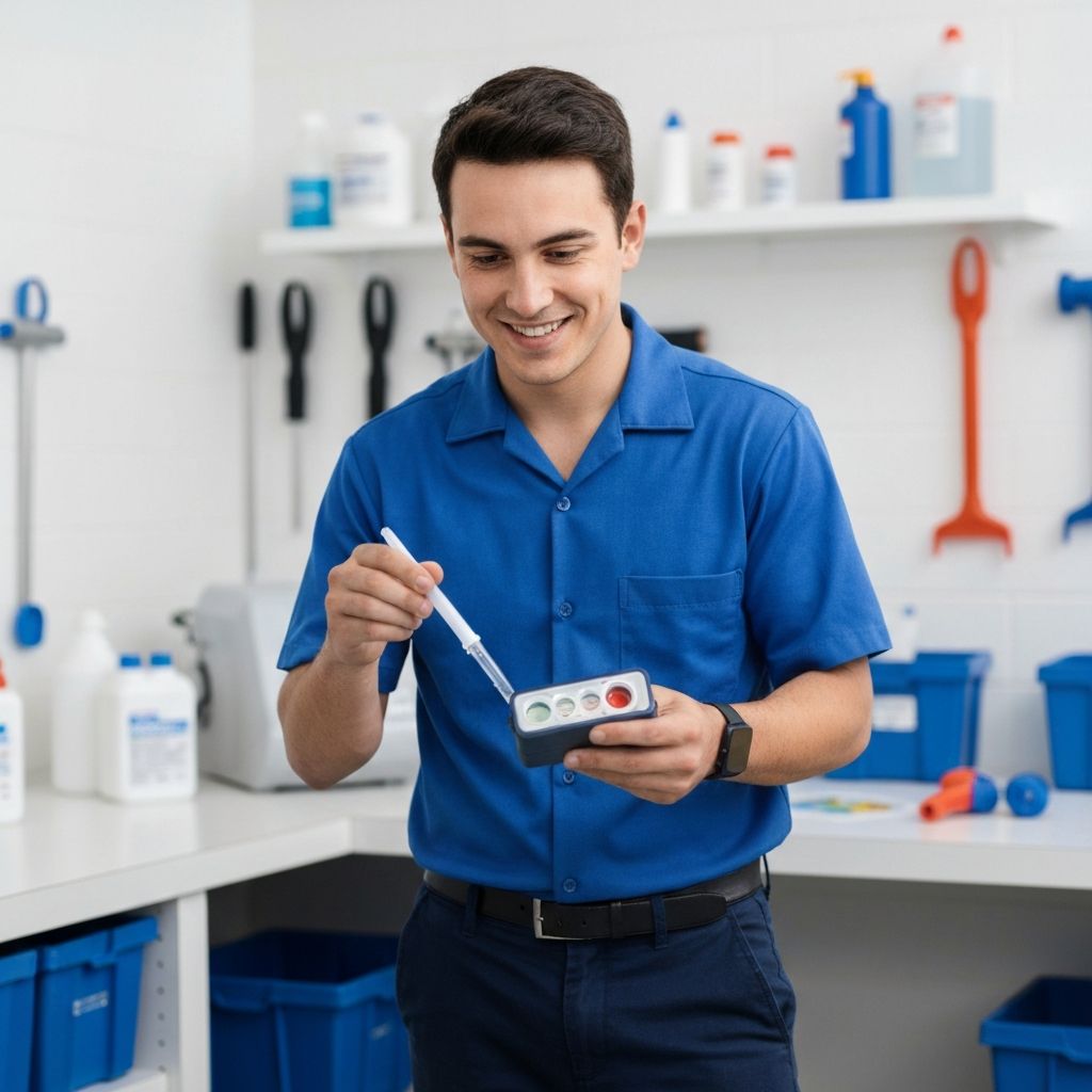 Testing pool water chemistry with a test kit